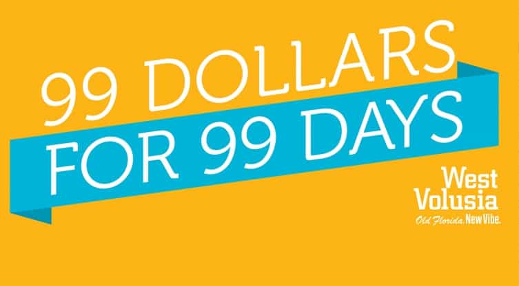 Visit West Volusia $99 Deals for 99 Days Promotional Banner