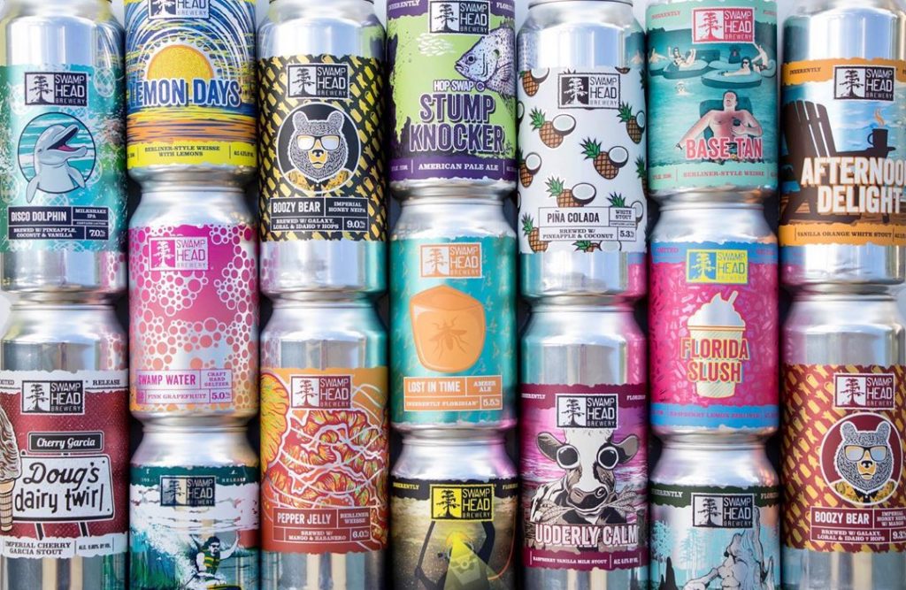 craft beer cans from swamp head brewery