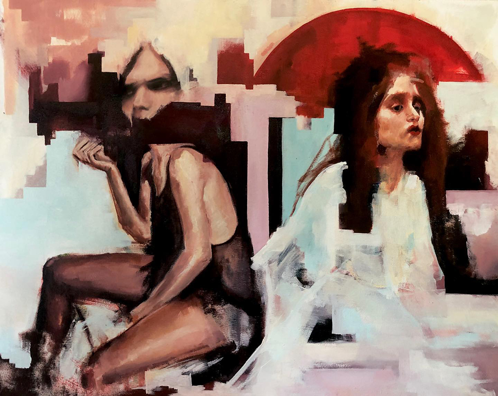 painting of two people by aineki traverso