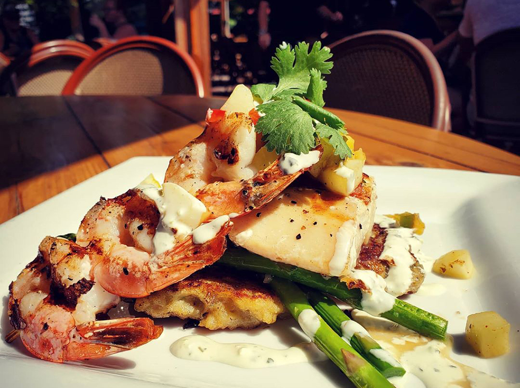 chargrilled mahi and shrimp from the great outdoors restaurant