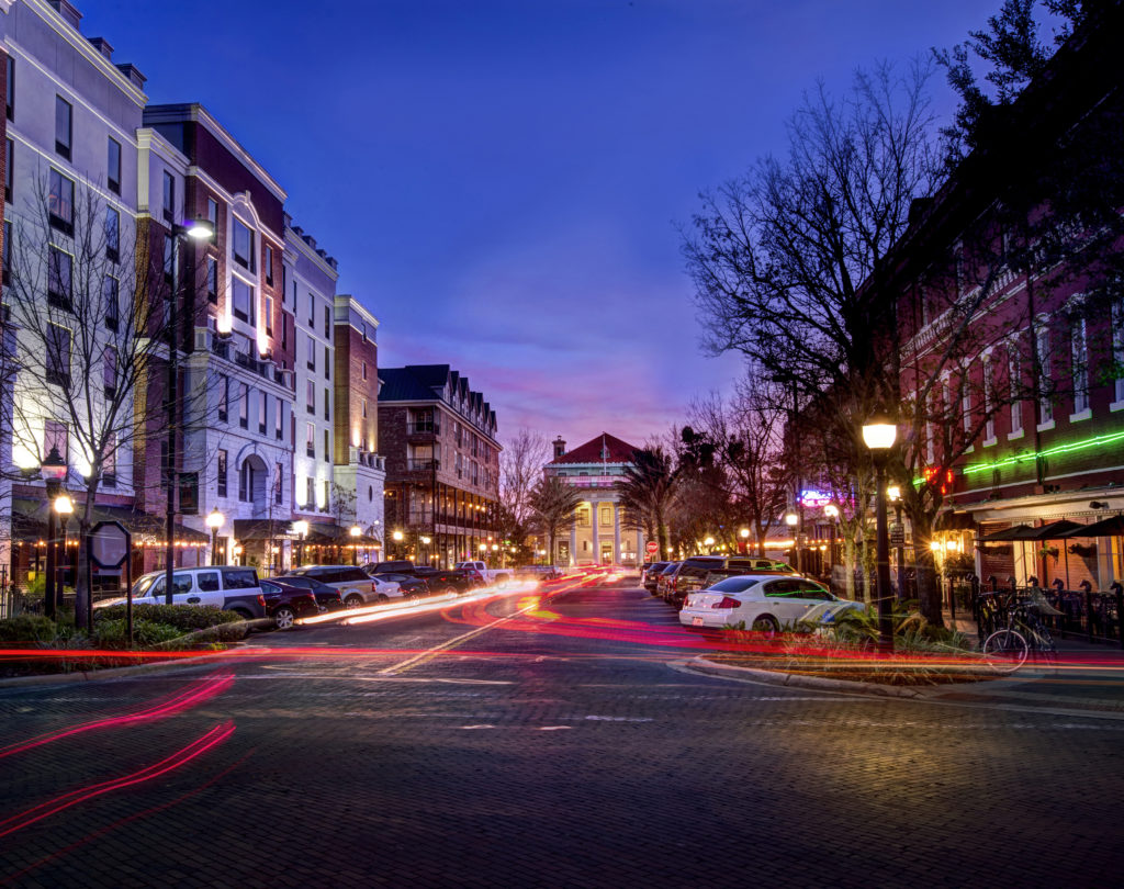 Downtown Gainesville at night