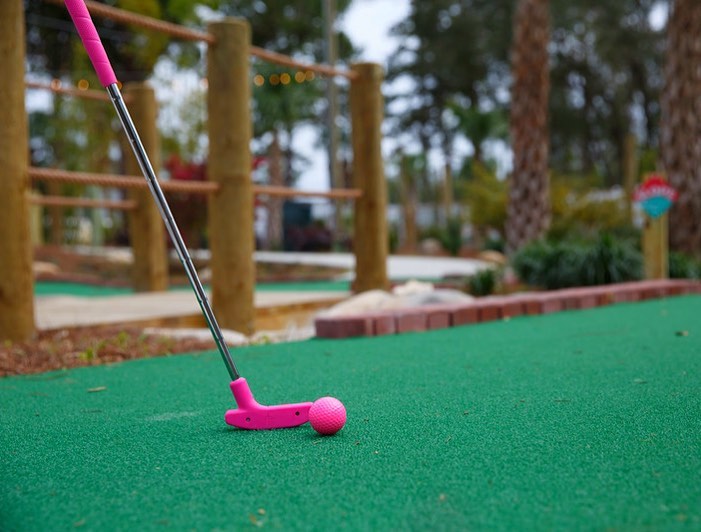 mini golf at the pink flamingo diner