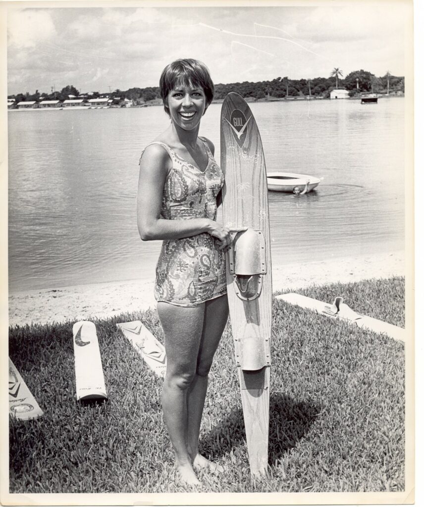 Carol Burnett skiing at Cypress Gardens in 1961. 