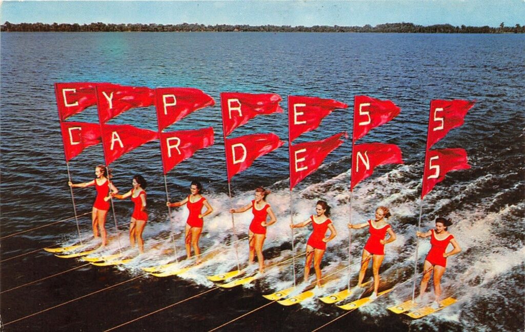 Cypress Gardens water ski team skiing on Lake Eloise