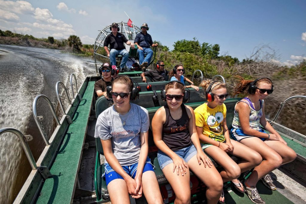 large group on airboat tour on Lake Kissimmee at Westgate River Ranch Resort & Marina