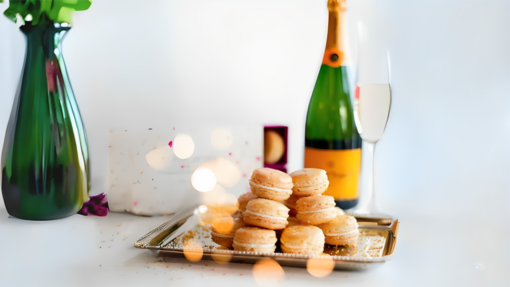 wines and macarons