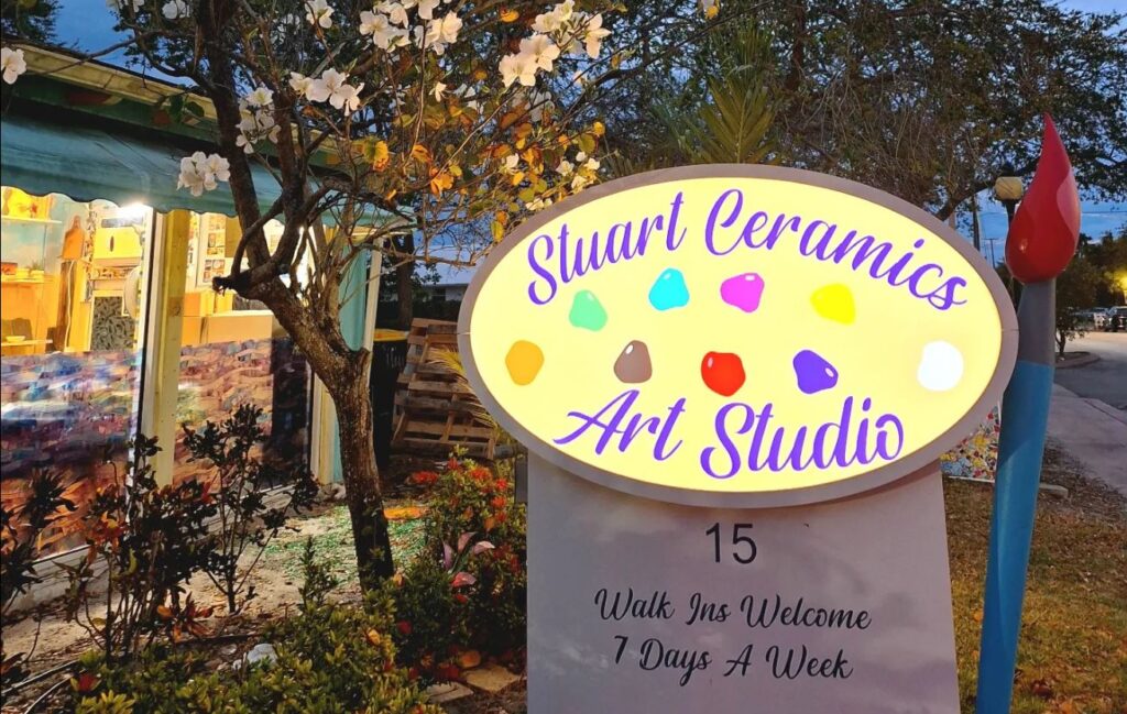 a photo of the exterior and signage for Stuart Ceramics